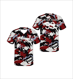 Camiseta de Béisbol Sublimada Personalizada con Camuflaje, Cuello en V, Manga Corta, para Hombre, Absorbe la Humedad, para Todas las Temporadas, Corte Regular, para Adultos - Product Image 1
