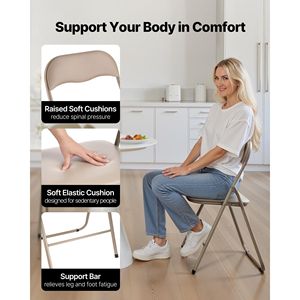 4 Pack Heavy Duty Metal Frame Foldable Leather Chairs with Padded Cushion Portable Folding <b>Card</b> <b>Table</b> for Hotels - Product Image 4