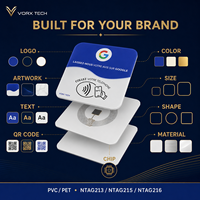 Carte de commentaires Google NFC Vorx Tech avec code QR, carte de commentaires PVC personnalisée à taper et à scanner pour les entreprises
