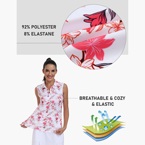 Polo sin mangas premium para mujer con cremallera de un cuarto, transpirable, de secado rápido, ropa deportiva para correr, tenis y golf, camisetas. - Product Image 5