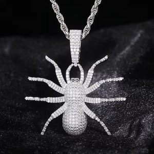 Pendentif Araignée Unisexe en Moissanite et Argent Sterling 925, Sertie de Diamants, Couleurs Or et Argent, Breloque Hip Hop, Bijoux Fins pour Hommes - Product Image 5