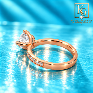 Anillo de Compromiso Moderno de Oro Rosa de 14 Quilates con Incrustaciones de Diamantes Cultivados en Laboratorio de Corte Redondo para Mujer, Joyería Fina Minimalista - Product Image 4