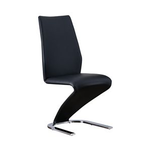 Base per sedia a forma di Z in stile contemporaneo, 2 pezzi, sedie da pranzo laterali in similpelle nera con finitura cromata, mobili per sala da pranzo - Product Image 2