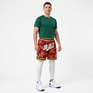 Pantalones cortos de baloncesto para hombre al por mayor, transpirables, de malla, deportivos, retro, para entrenamiento, gimnasio, personalizados, sublimados, uniformes de equipo. - Product Image 6