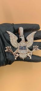 Colgante de Plata de Ley 925 con Diamantes de Moissanita Iced Out, Diseño Águila Americana y Armas, Estilo Hip Hop para Hombre, Joyería de Moda para Raperos - Product Image 2