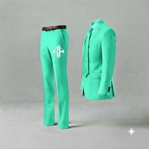 Traje de Pantalón y Chaqueta de Terciopelo Estilo Italiano para Hombre, Antiarrugas, Transpirable, Cierre de Botones, Diseño Plano Frontal, Viscosa/Poliéster - Product Image 4