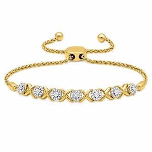 <b>Gold</b> Plated Moissanite Bracelet Adjustable Chain <b>Bangle</b> Round Cut Stone Jewelry for Women Gift Party - Product Image 3
