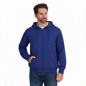 Men Royal Blue Full Zip Up Hoodie <b>Fleece</b> Lined Winter Casual Sweatshirt Custom Logo Plain Heavyweight Cotton <b>Hooded</b> <b>Jacket</b> - Product Image 1