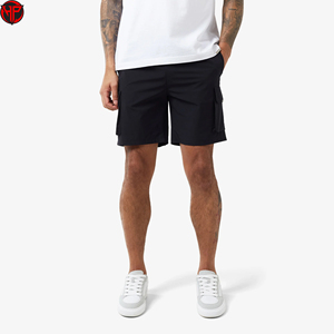 Black Men's Cargo Shorts Breathable Quick Dry Multi Pocket Drawstring Casual Outdoor Beach Short Nylon - Product Image 4