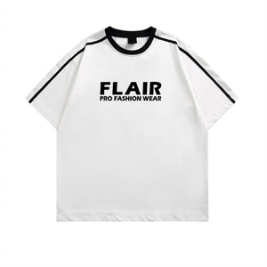 T-shirt jersey streetwear homme personnalisé, poids lourd, haute qualité, 100% coton, coupe oversize, épaules tombantes, passepoil contrastant sur le devant - Product Image 2