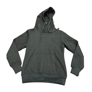 Unisex Dark Green Hooded Fleece <b>Jacket</b> Casual Autumn Solid Color Regular Sleeve <b>Pullover</b> Knitted Cotton Material - Product Image 6