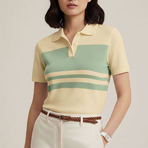 Short Sleeve Color Block <b>Appliques</b> Custom Design Summer Eco-Friendly Moisture Wicking Quick Dry Stretch Women's Shirt - Product Image 1