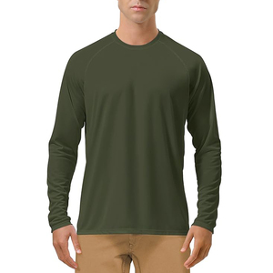 T-shirt à manches longues respirant pour hommes, couleur unie, décontracté, vente en gros - Product Image 3