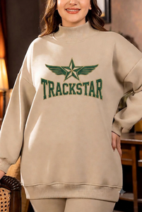 Sweat-shirt noir à col montant TRACKSTAR avec imprimé graphique Green Wing, coupe oversize unisexe, en molleton épais, style streetwear - Product Image 2