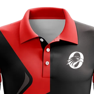 Maillot de cricket pour homme noir et rouge à sublimation, polo à manches courtes, chemise de sport, tenue de match athlétique, uniforme d'équipe, vêtements de performance - Product Image 6