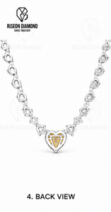 Collar de tenis de lujo con diamantes en forma de corazón amarillo, oro blanco de 18K, diamantes blancos con corte de corazón continuo, joyería fina nupcial de lujo - Product Image 3