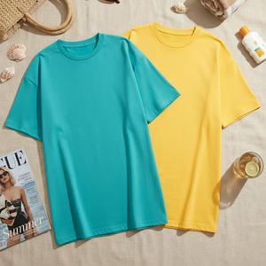 Camiseta de algodón lisa de corte holgado con hombros caídos para mujer, talla grande, de secado rápido y ecológica, al por mayor - Product Image 3