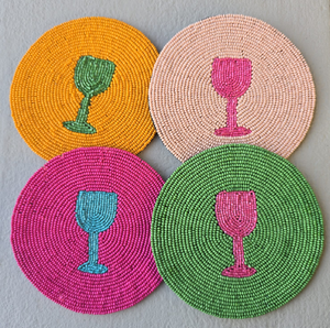 <b>Beaded</b> <b>Coaster</b> Round Lemon <b>Coaster</b> Indian Handmade Seed Beads <b>Coaster</b> Set for Tea & Coffee Decorative <b>Beaded</b> <b>Coasters</b> - Product Image 6