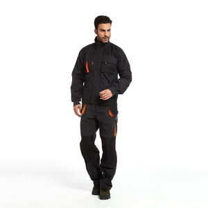 Overol de Trabajo Unisex Negro de Alta Visibilidad con Detalles Naranjas, Retardante de Llama, Resistente a la Abrasión, Uniforme de Poliéster de Manga Larga de Seguridad - Product Image 1