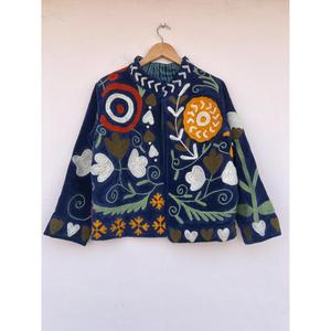 High Quality Cotton Suzani Velvet Knitted Embroidery Bohemian Floral Applique Button Reversible Eco-Friendly Autumn Winter - Product Image 4