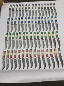 Custom Handmade industrial Grade Skinner <b>Knives</b> in Damascus Steel in Lot Wood+<b>Bone</b> <b>Handle</b> 9in Overall Length with Leather Sheath - Product Image 2