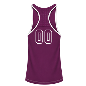 Plum White <b>Swim</b> Set Sleeveless Racerback Tank <b>Top</b> with Matching Shorts Lightweight Quick Dry Training Performance Swimwear - Product Image 5