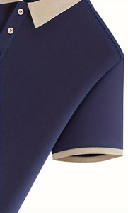 Custom Men's Navy Blue for Shirt Short Sleeve 100% Cotton Jersey Fabric Digital Printing Breathable Casual Style Button Front - Product Image 5