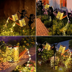 Ouddy Decor - Luces Solares para Jardín, Estatuas de Metal, Decoración de Jardín de Hadas, Faroles Colgantes en Forma de Cascada, Regadera, Iluminación Decorativa - Product Image 2