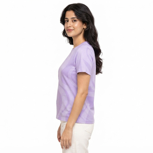 Camiseta de Verano para Mujer, 100% Algodón Jersey, Manga Corta, Lavado Ácido, Secado Rápido, con Logotipo Personalizado y Apliques, Superventas - Product Image 3