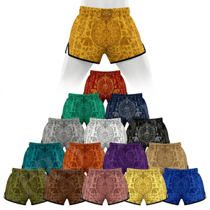 Shorts de boxe personnalisés avec motif imprimé par sublimation, pour entraînement de combat, arts martiaux, Muay Thai, pour hommes, respirants, grande taille - Product Image 1