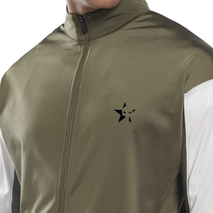 Men's Olive Green <b>White</b> Color Block <b>Tracksuit</b> Full Zip Sporty Style Autumn Wear Regular Fit Polyester Material Side Pockets - Product Image 4