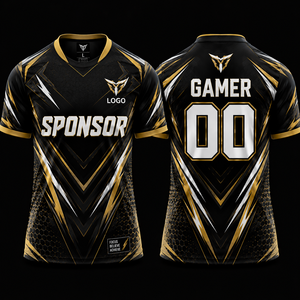 Camiseta Deportiva Sublimada Negra y Roja OEM ODM, Cuello Redondo, Secado Rápido, Poliéster, Diseño Personalizado para Gamers, Unisex, Adulto - Product Image 6