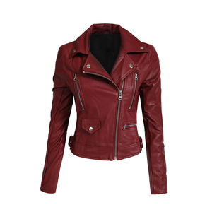 เสื้อแจ็คเก็ตหนังแท้สำหรับผู้หญิงขายส่ง ดีไซน์แฟชั่นคุณภาพสูง พร้อมซิปปิด ระบายอากาศได้ดี มีหลายขนาด - Product Image 2