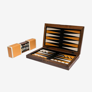 Handcrafted Wooden Backgammon Board Game <b>Set</b> With Leather Accents Dice And Playing Pieces Premium Strategy <b>Set</b> For Family Fun - Product Image 4