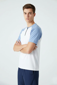 Camiseta Deportiva de Manga Larga para Hombre SOSH, 100% Algodón, Tejido Interlock, Cierre de Cremallera, Rayas, Estilo Raglán - Product Image 5