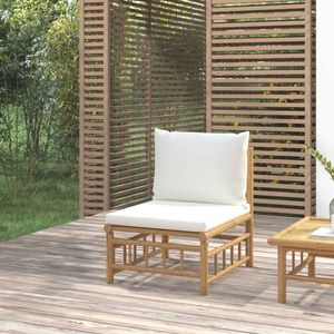Cojines color crema para sofá de jardín de bambú - Product Image 1