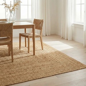 Tapis de sol rectangulaire en jute naturelle, tissage plat, écologique, style scandinave, pour salle à manger, nettoyage facile, poils fins - Product Image 1