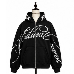 Sudadera con Capucha para Hombre, Corte Regular, Forro Polar, Bordada, Invierno, Estilo Hip Hop, Personalizada, con Cremallera, Diseño Graffiti, Estampado Digital Urbano - Product Image 1