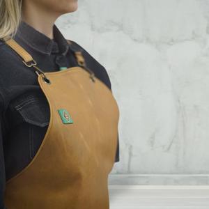 Cafe Staff Custom Logo Bulk Wholesale Supplier Durable Adjustable Leather <b>Apron</b> for <b>BBQ</b> LPN-0275 - Product Image 3