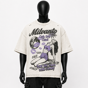 T-shirt à épaules tombantes en coton 100% 300 GSM de qualité supérieure |   T-shirt vintage délavé et vieilli avec impression par transfert thermique pour hommes - Product Image 1