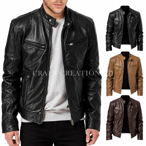Vente en gros de vestes en cuir véritable 100% pour hommes et femmes, vestes de motard en cuir de vachette, commande export annulée, surplus d'usine du Bangladesh, vente en gros - Product Image 5