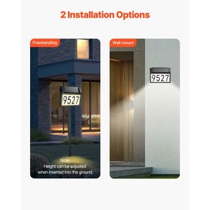 Plaque d'adresse LED solaire lumineuse 3 couleurs pour numéros de maison, étanche, à piquet ou murale - Product Image 3