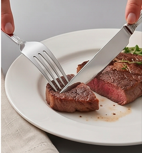 Services de couverts modernes en acier inoxydable écologiques avec poignées créatives pour des événements gastronomiques élégants et une utilisation régulière à la table - Product Image 4