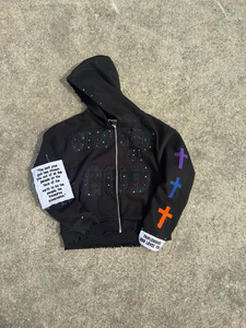 Clothing Manufacturer <b>Retro</b> Sunfaded Distressed Zip Hoodie Sweatsuit STG print Applique Embroidery Sunfaded <b>Tracksuits</b> for men - Product Image 4