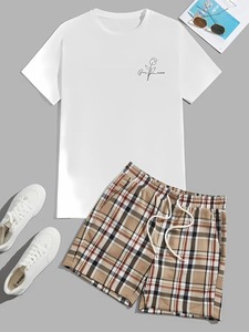 Ensemble T-shirt et short assorti pour homme Crown Gate International, noir et vert sarcelle, décontracté, respirant, séchage rapide, sérigraphie, pour l'automne - Product Image 3