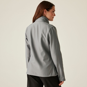 Custom <b>Women's</b> Softshell <b>Jacket</b> Stand Collar Outdoor Casual Windproof Full Zip Utility Pockets Lightweight Weather Resistant - Product Image 2