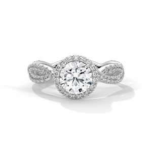 14K White Gold Twisted <b>Infinity</b> Engagement Ring With Round Cut Lab Created Grown Diamond GRA Certified Wedding Jewelry For Women - Product Image 1