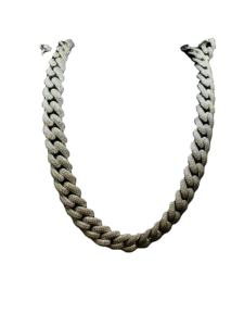 Cadena Cubana de Plata de Ley de 14 mm y 20 Pulgadas, Chapada en Plata, con Circonitas, Estilo Hip Hop, para Fiestas, Unisex, Personalizada de Alta Calidad - Product Image 3