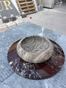 Plateau de rangement moderne en marbre naturel bleu gris clair Stonekocc, bol décoratif de luxe pour salon et bureau, idéal pour la maison et l'hôtel, par UO - Product Image 4