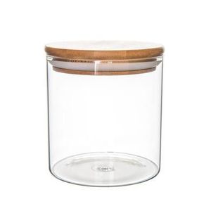 Glass Storage <b>Jar</b> with Wooden Top Kitchen Pantry Container Decorative Food Canister <b>Cookies</b> Biscuits Nuts Dry Fruits - Product Image 2